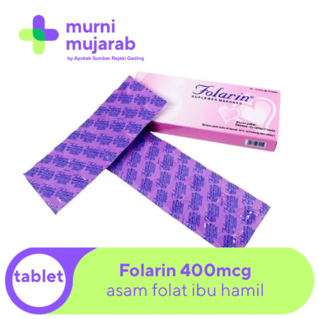 Folarin 400mcg/ Asam Folat 400mg - Suplemen Ibu Hamil, Untuk Program Hamil / Strip 10 Tablet
