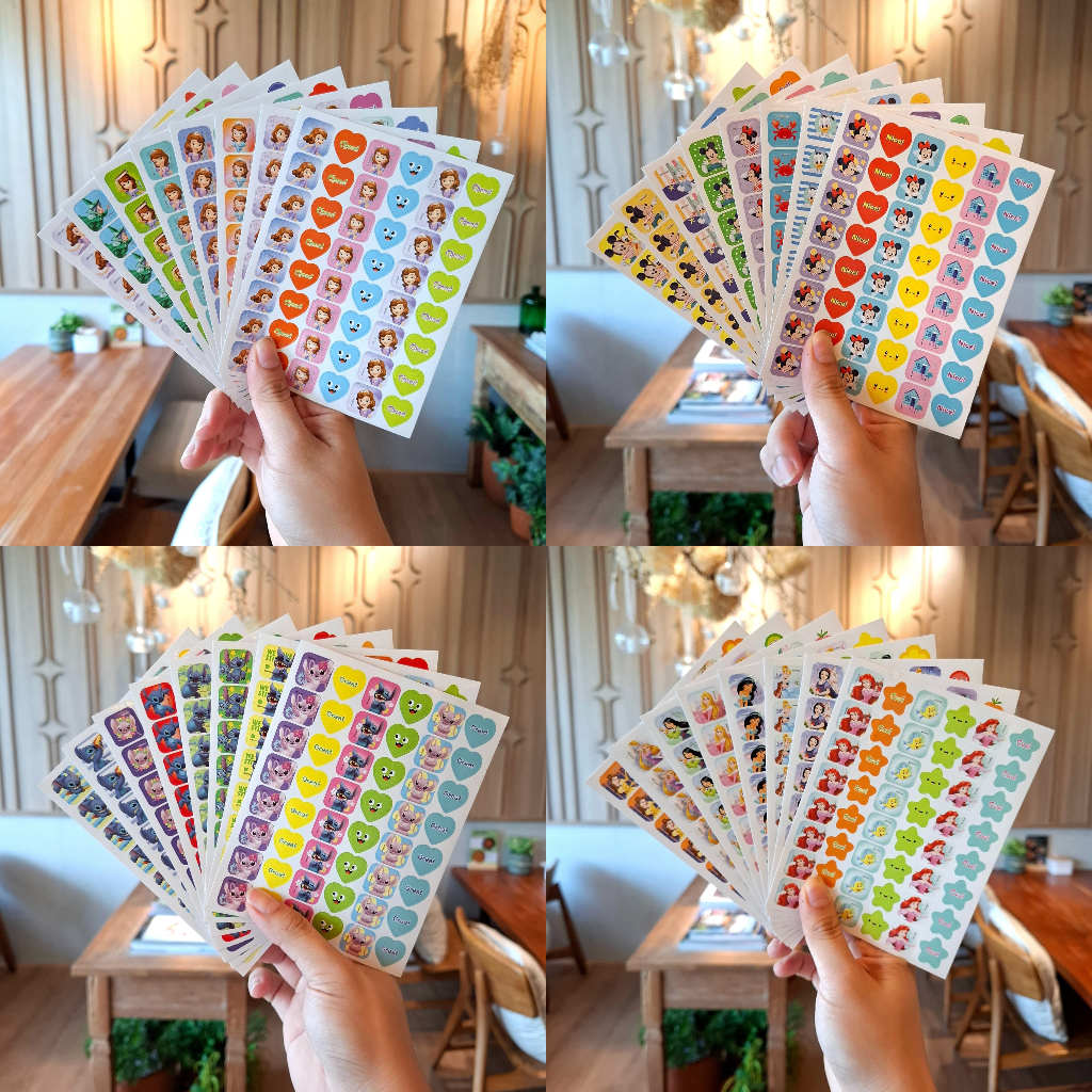 

Reward Bonus Sticker Stiker Anak Karakter Kartun Disney Princess Cinderella Mulan Snow White Jasmine (Isi 8 Lembar)