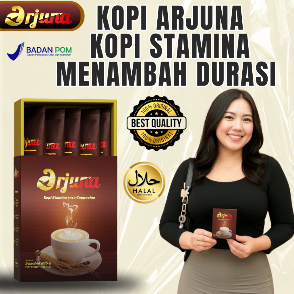 

KOPI ARJUNA Kopi stamina para pria sejati Penambah Energi Rasa Copucino Extrak Gingseng sudah BPOM 1 BOX (5 sachet)