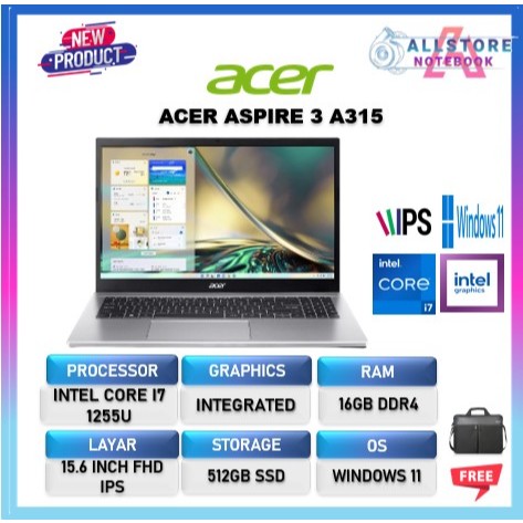 ACER ASPIRE 3 A315 i7 1255 16GB 512GB Win11 15.6FHD IPS