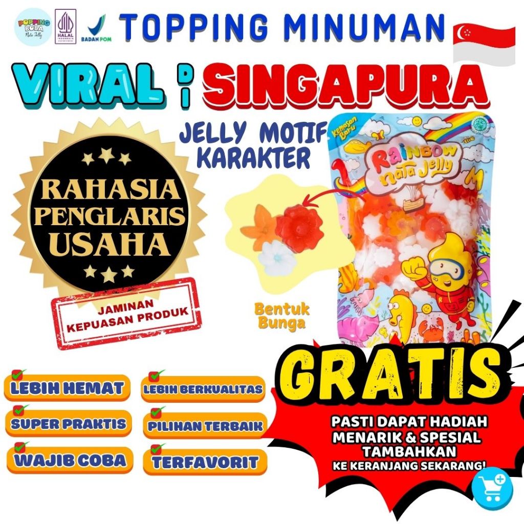 

Jelly Motif Karakter Topping Minuman - Jelly Bentuk Bunga Cocok Untuk Semua Minuman | Popping Boba Meletus Pecah Dimulut Nata Jelly