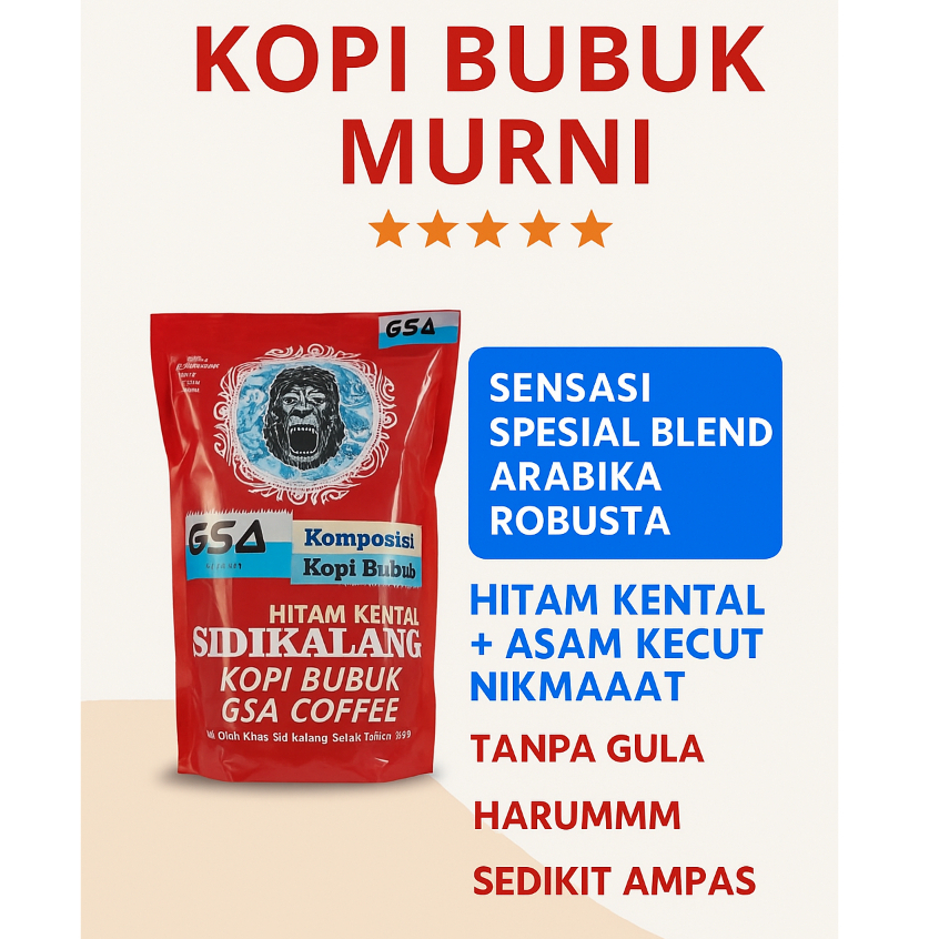 

GSA COFFEE Kopi Arabica Sidikalang 1kg ORIGINAL Arabika Super Bubuk Hitam Murni