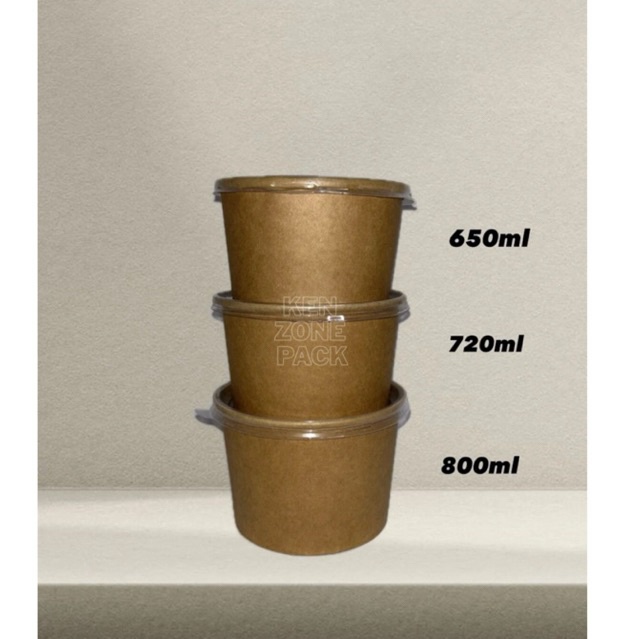 Paper Bowl/Cup Brown Kraft 360ml - 800ml