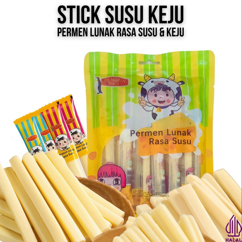 

Stick Susu Keju Permen Lunak rasa susu & Keju 240gr Isi 20 stick / Stick Susu / Permen Lunak Susu