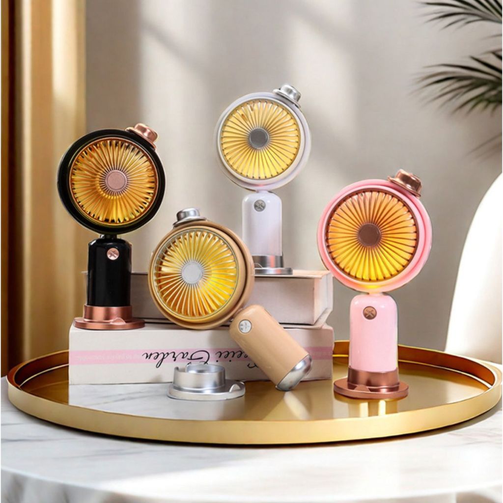 Kipas Angin Mini Model Topi & Bintang / Mini Fan Handheld Portable LED USB Rechargeable