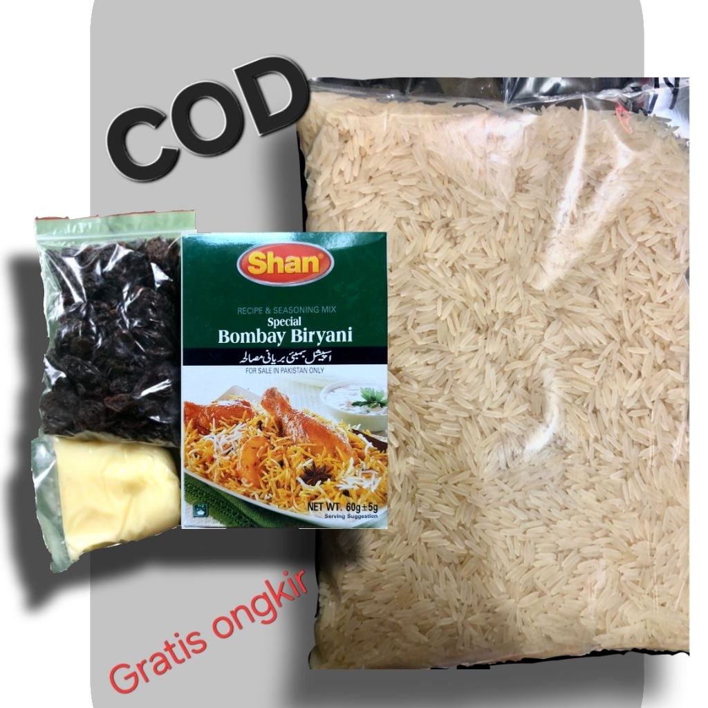 

PAKET NASI BIRYANI LENGKAP / 1KG BERAS BASMATI + BUMBU BOMBAY BIRYANI + MINYAK SAMIN + KISMIS HITAM