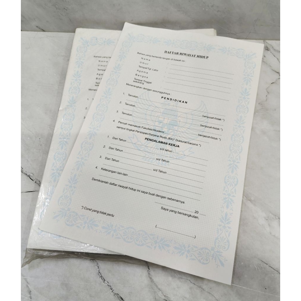

KERTAS DAFTAR RIWAYAT HIDUP / KERTAS BIODATA / CV / SURAT LAMARAN KERJA