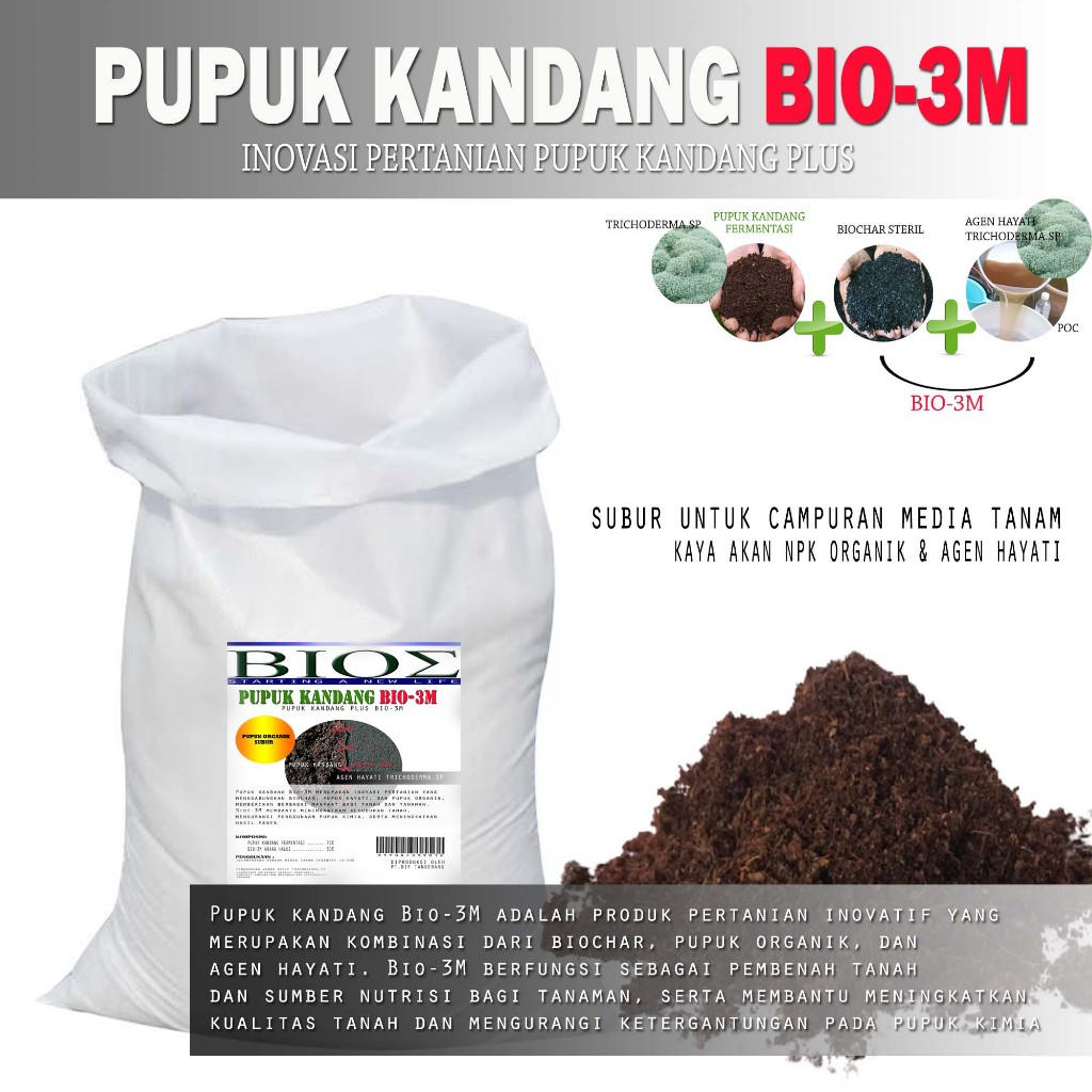 Pupuk Kandang Fermentasi plus BIO-3M sangat subur siap pakai 1kg sampai 10Kg 12B560