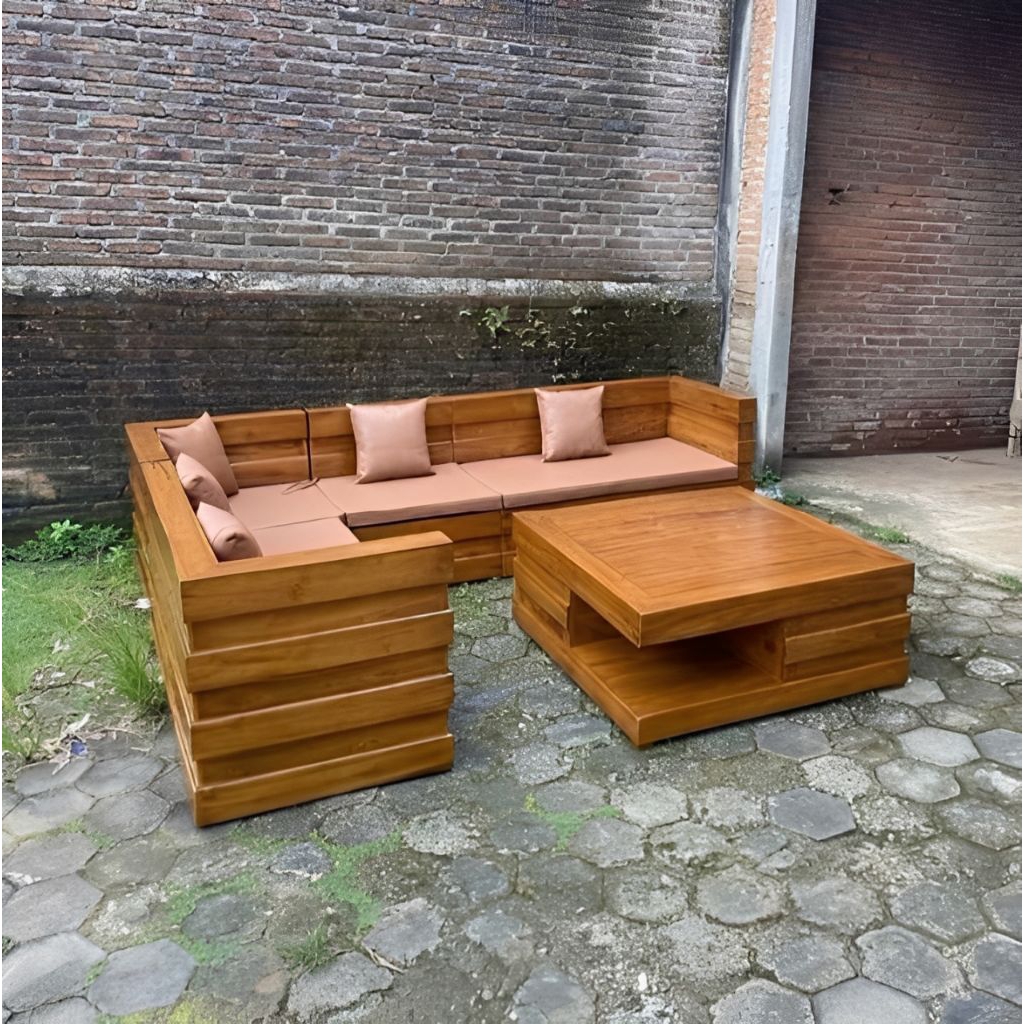 KURSI TAMU SUDUT BOX KAYU JATI / KURSI SUDUT TAMU BOX KAYU JATI / KURSI TAMU SUDUT MINIMALIS BOX