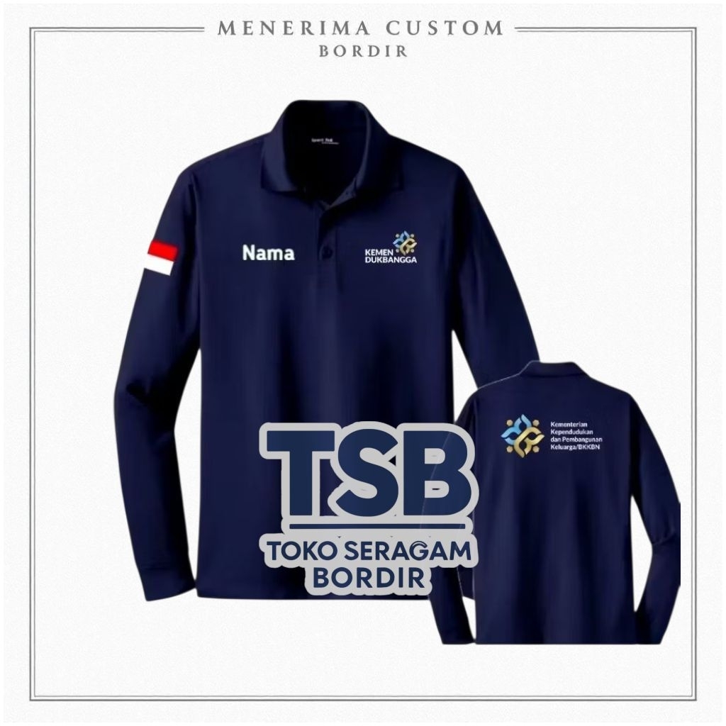 Kaos Kerah Kemendukbangga Bkkbn Polo Shirt Kemendukbangga Bkkbn Bordir Komputer Lengan Panjang