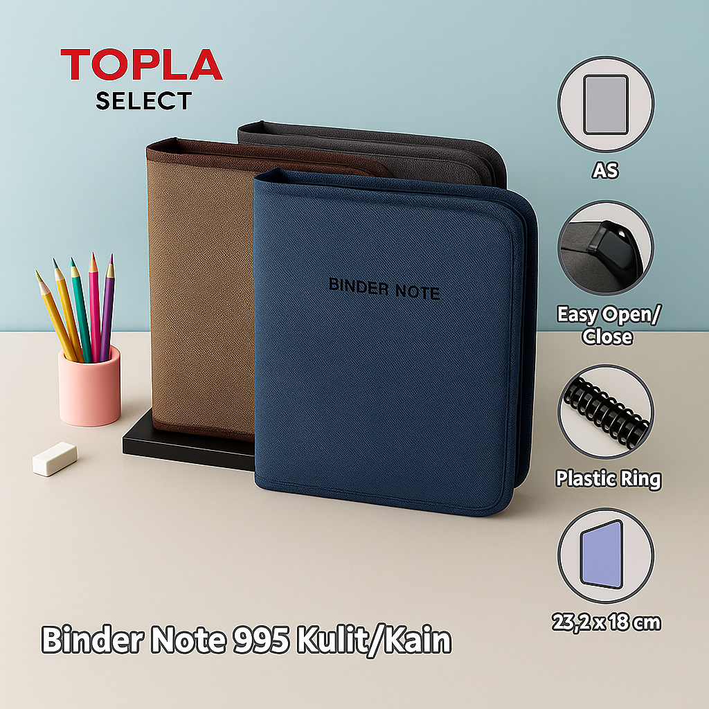 

TOPLA Binder Kulit Sintetis Zipper ZB-995(A5) Buku Catatan Binder Premium Leather Resleting Murah