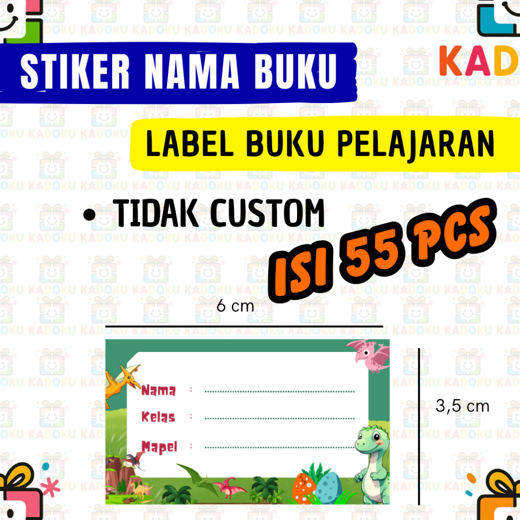 KADOKU Stiker Label Buku Pelajaran - Sticker Buku Nama Sekolah - Stiker Nama Buku - Stiker Nama Buku