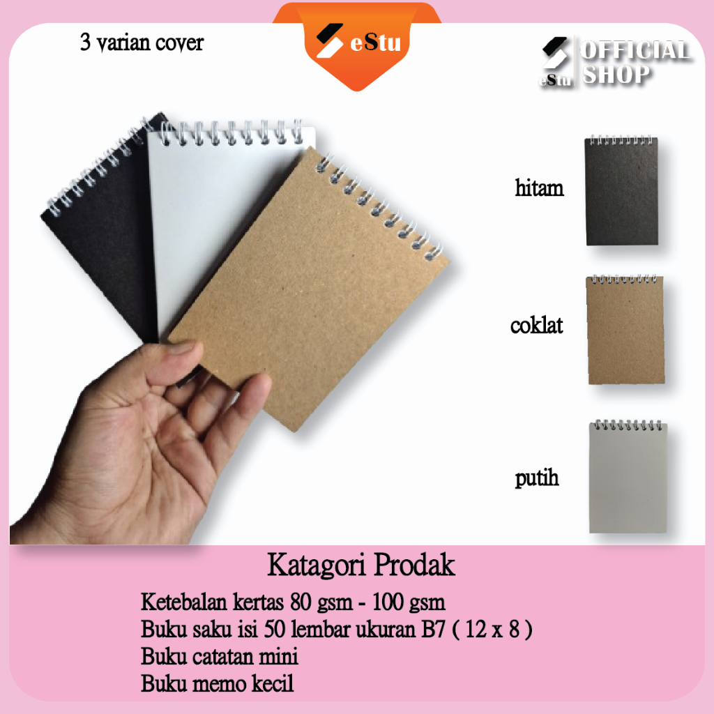 

Estu Buku Saku Catatan Mini Isi 100 Halaman 50 Lembar Ukuran B7 Notebook Memo Kecil