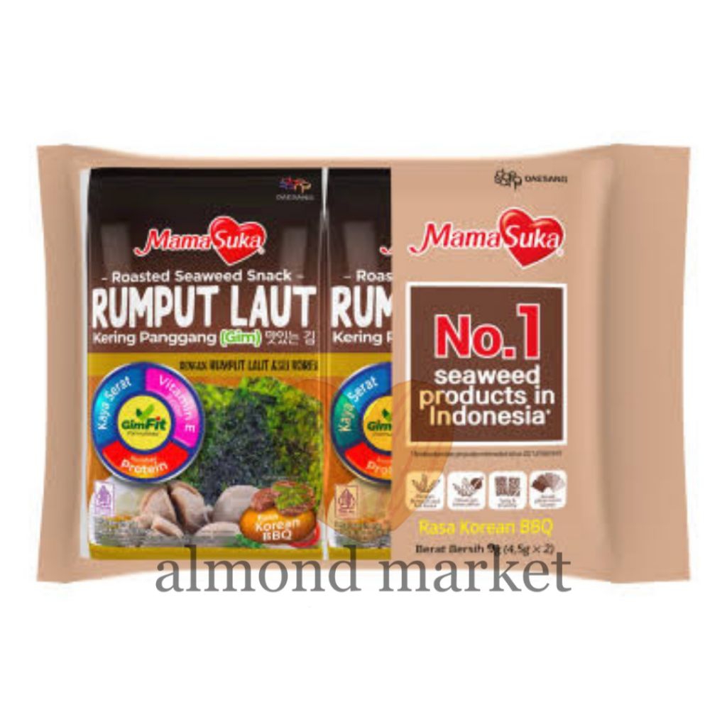 

Mamasuka Rumput Laut Panggang GIM 2 Pcs x 4,5 Gr Korean BBQ
