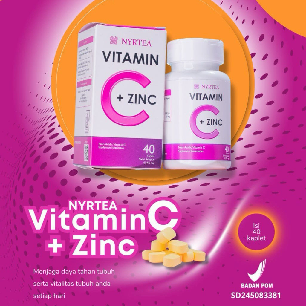 Vitamin C 500mg + Zinc 20mg NY - Suplemen Imunitas & Perawatan Kulit Original BPOM 100% Asli
