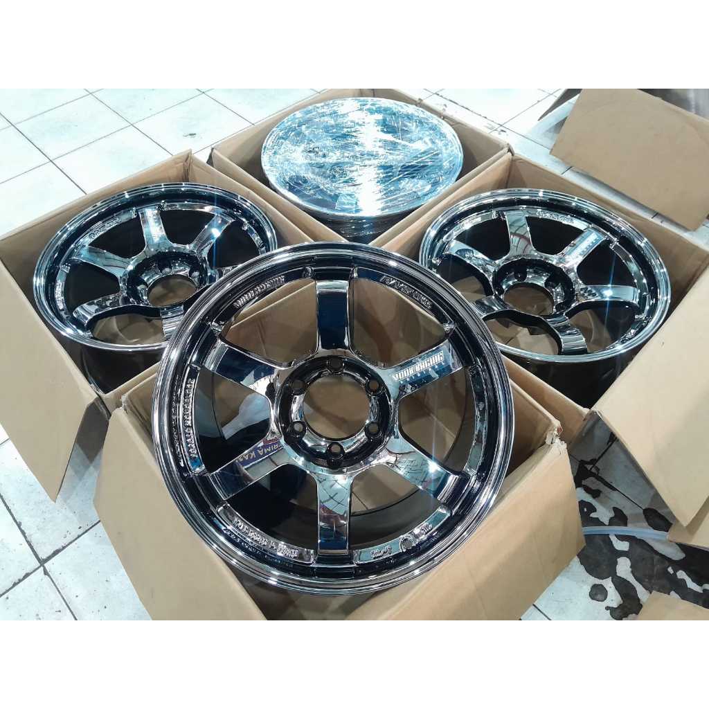 velg mobil pajero fortuner triton strada ford rangger ford everest te37 R18 pcd 6x139,7 black chrome