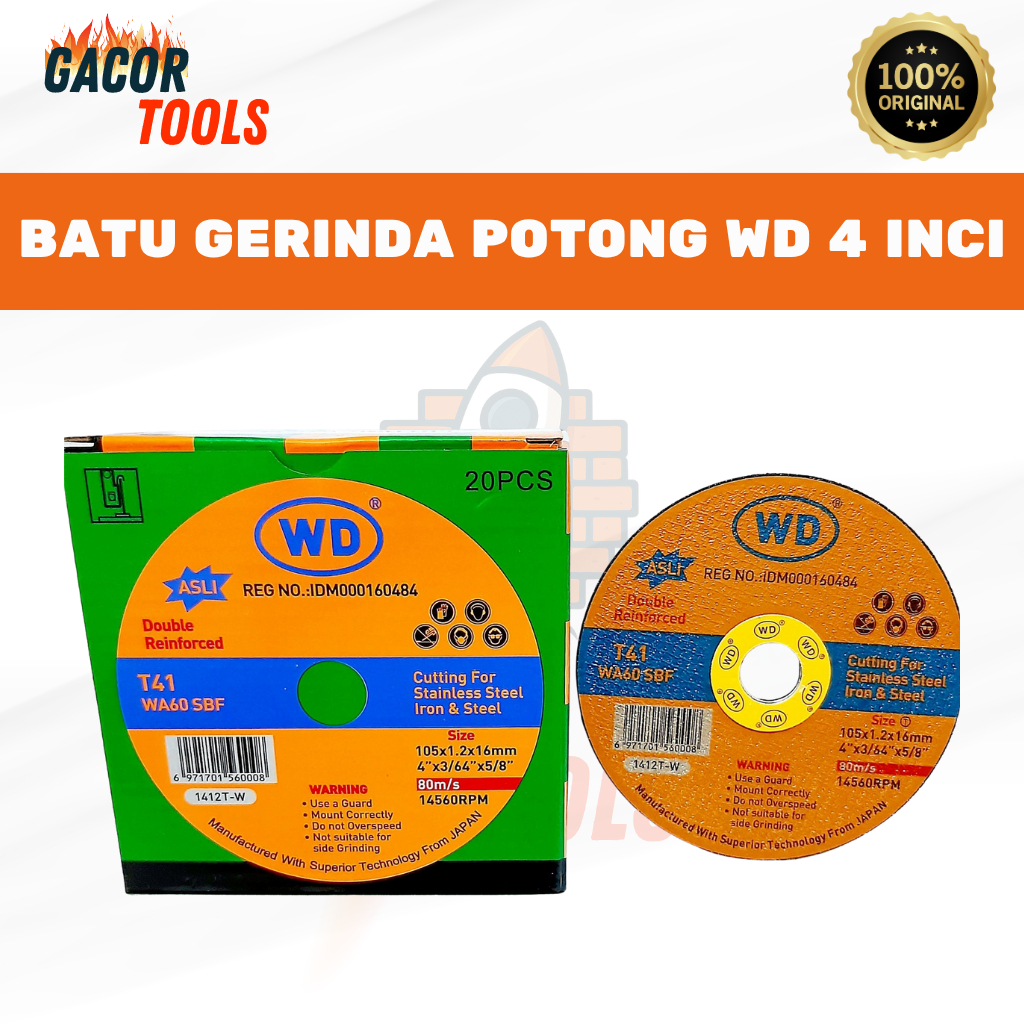 Batu Potong WD 4 Inch / Batu Gerinda Potong / Batu Potong Mata Gerinda WD 4"