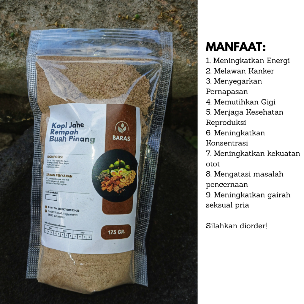 

Kopi Jahe Rempah Buah Pinang Tanpa Gula BARAS 100g