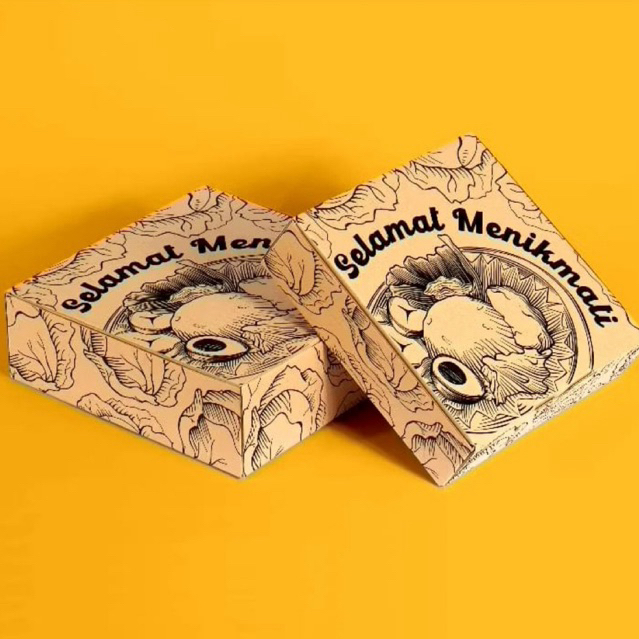 DUS NASI KOTAK MURAH KRAFT COKLAT MOTIF NASI