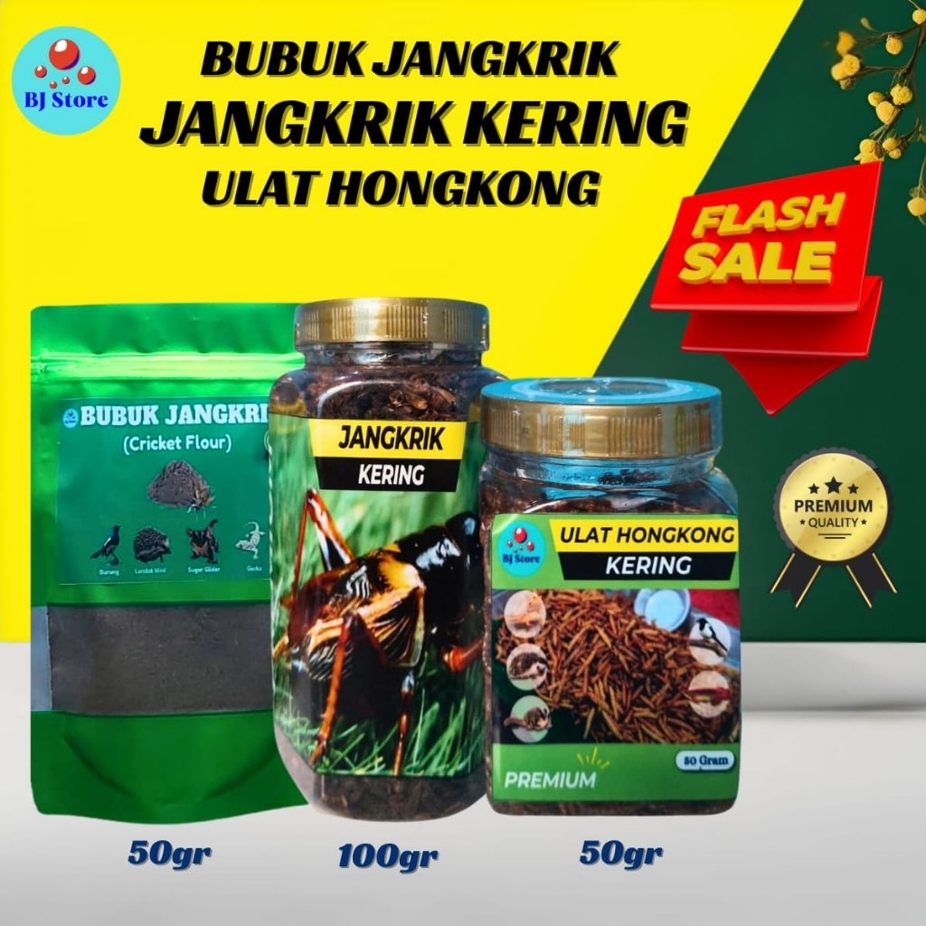 Jangkrik Kering Bubuk Jangkrik tepung jangkrik Ulat Hongkong Snack Hewan Pakan burung sugar glider i
