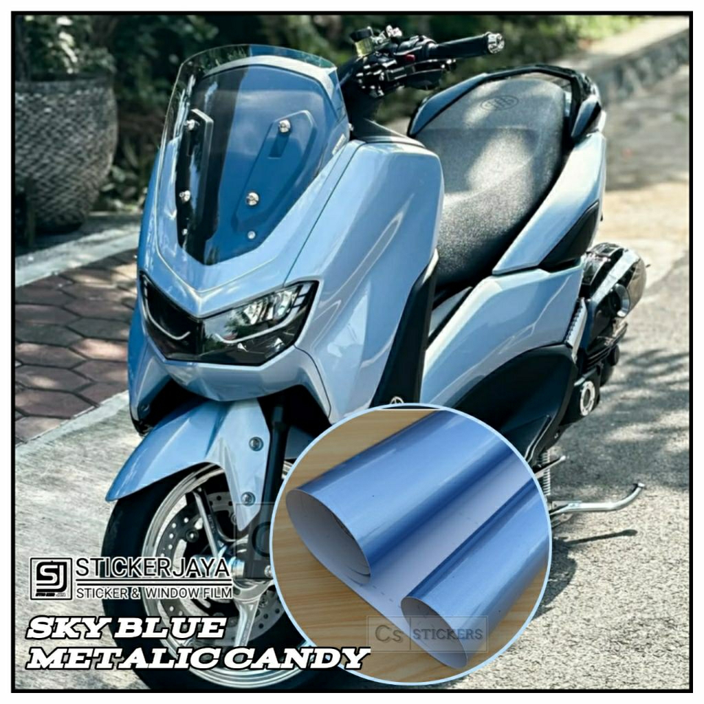 PROMO stiker skotlet motor sky blue metallic candy premium product scotlet glossy daya rekat terbaik