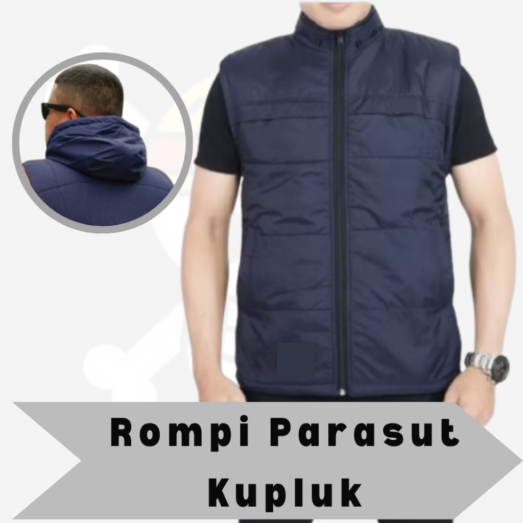 JAKET ROMPI GELEMBUNG / ROMPI Lapangan parasut pria hangat kupluk bisa buka pasang outdoor - Navy