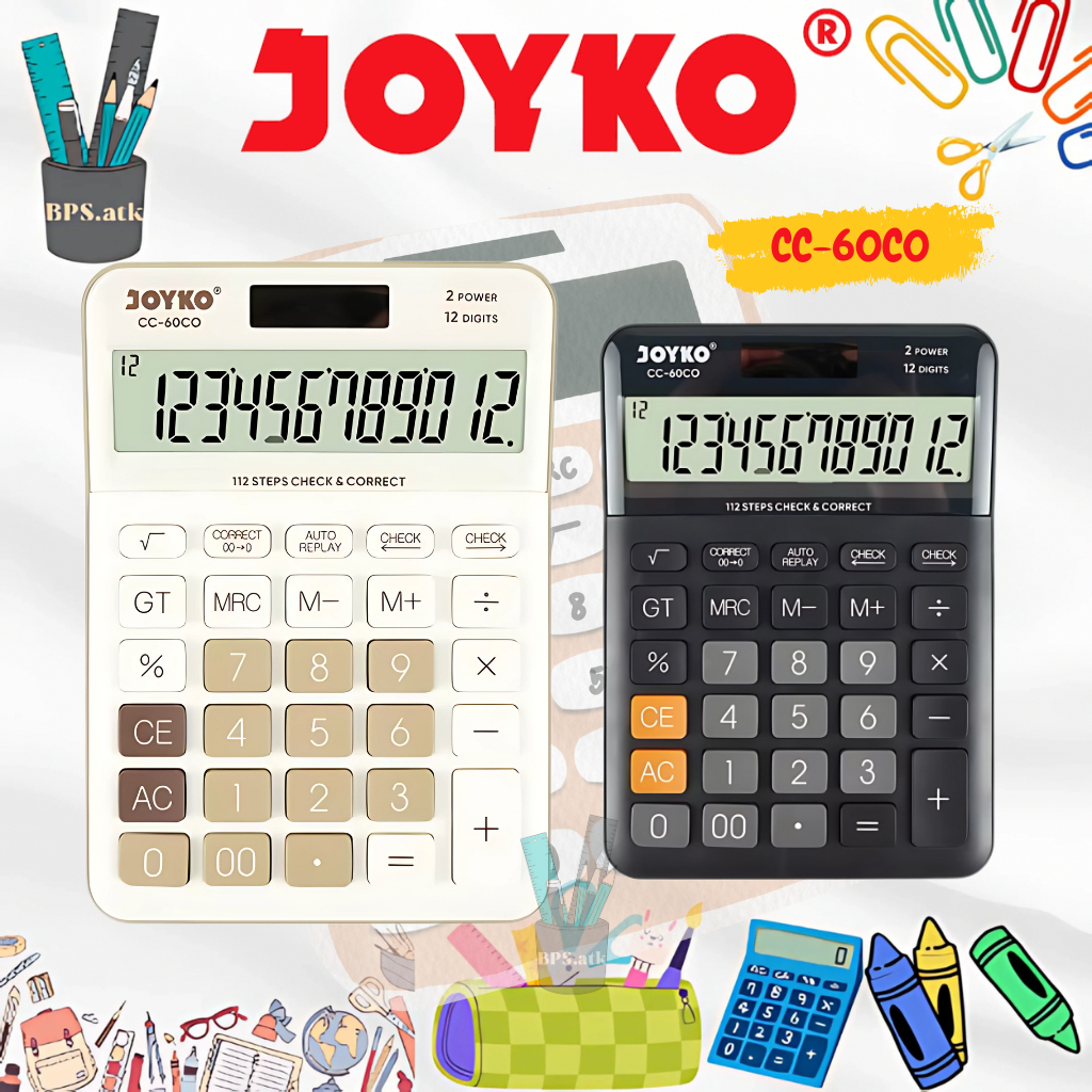 

JOYKO Calculator / Kalkulator CC - 60CO 12 Digits Check & Correct Kalkulator Sekolah / Kerja