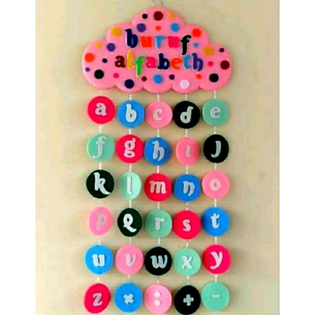 Hiasan Kelas/Huruf alfabeth/ANGKA/PAUD/KB/TK/SD/Aksesoris/Dekorasi/kerajinan kain flanel