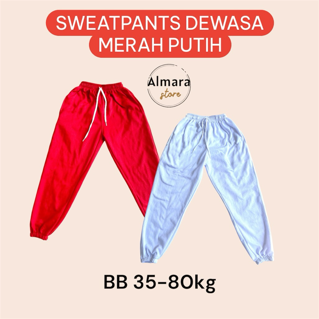 JOGGER SWEATPANTS MERAH PUTIH CELANA JOGGER EDISI KEMERDEKAAN WANITA/LAKI-LAKI