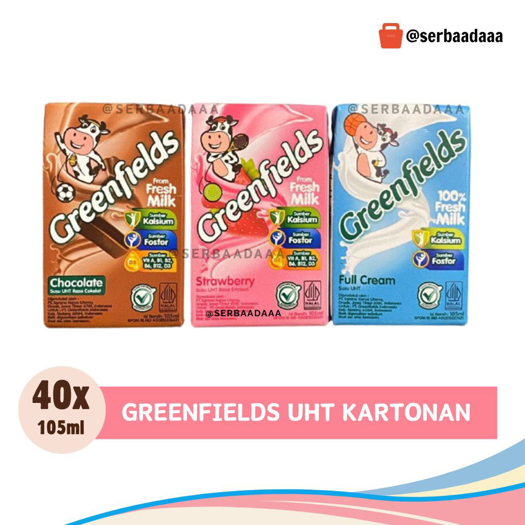 

hyk GREENFIELDS SUSU UHT 105ML DUS KARTON ISI 40 PCS BISA MIX