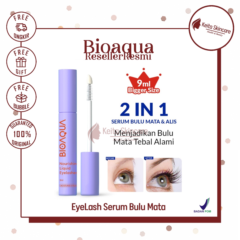 BIOAQUA EyeLash Serum Bulu Mata dan Alis BPOM Halal 9ml Pelentik Bulu Mata