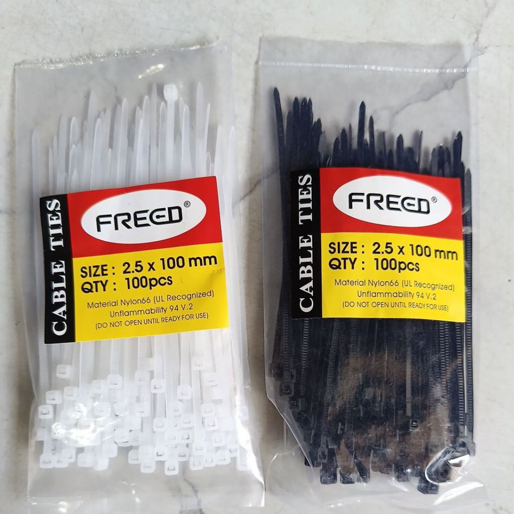 

PAKET (10 BUNGKUS) KABEL TIES 10CM 2,5MM X 100 TALI TIES HITAM PUTIH 10 BKS