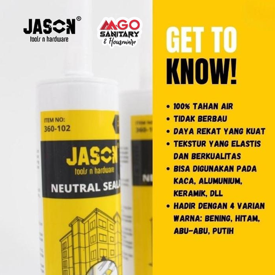JASON Lem Silicone Neutral - Lem Silicone Sosis | Lem Kaca, Alumunium, Serbaguna