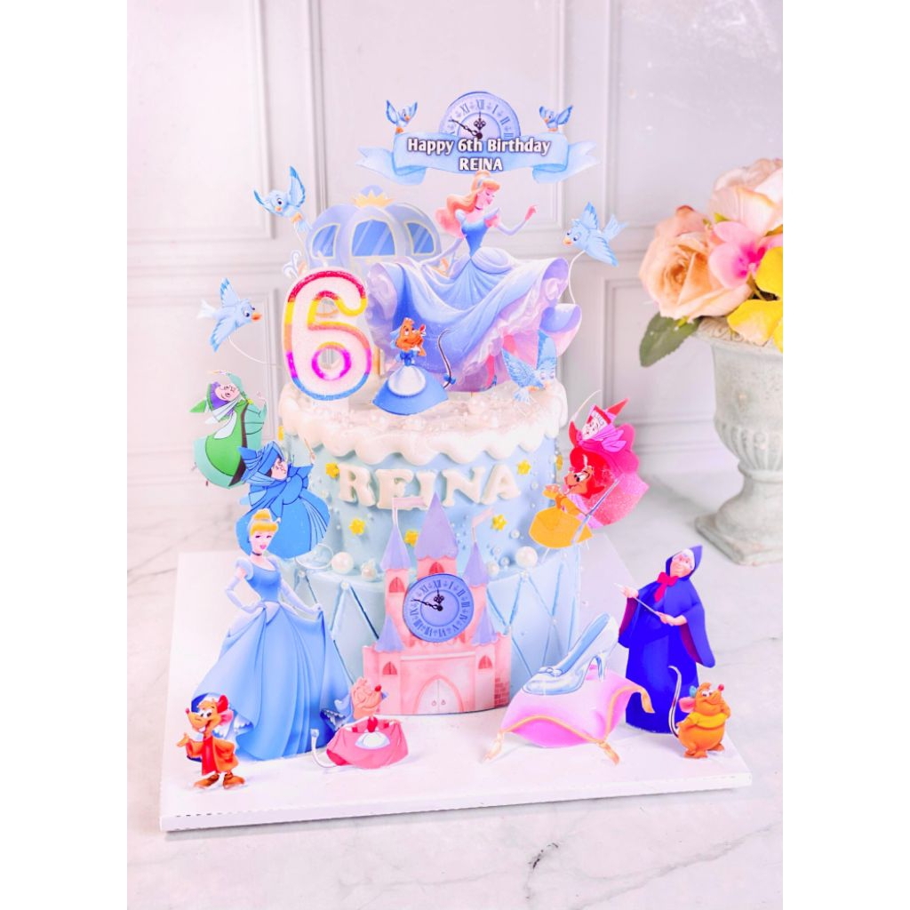 

kue ulang tahun birthday princess Cinderella topper 2 susun