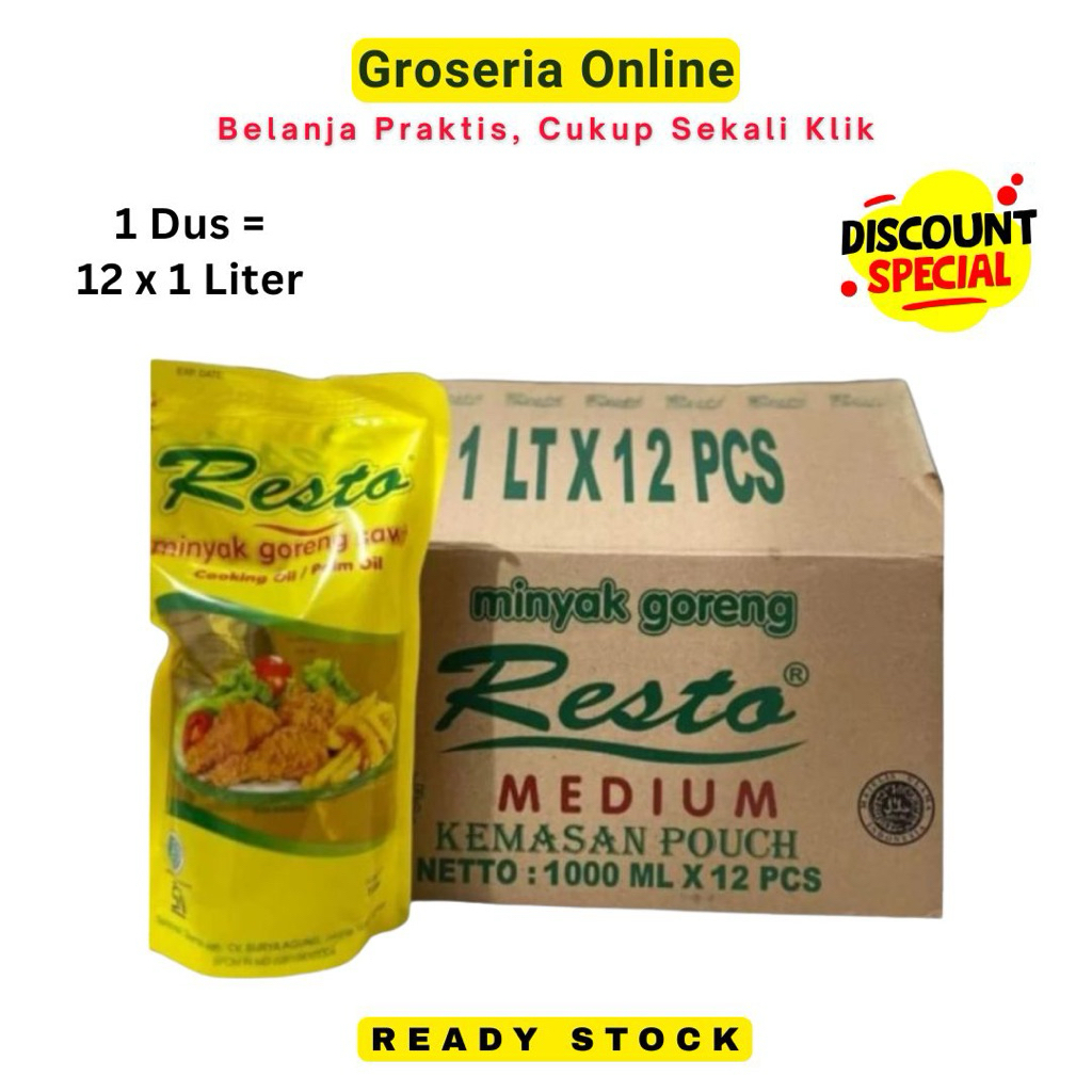 

Harga Grosir Minyak Goreng RESTO 1 Liter x 12 / DUS