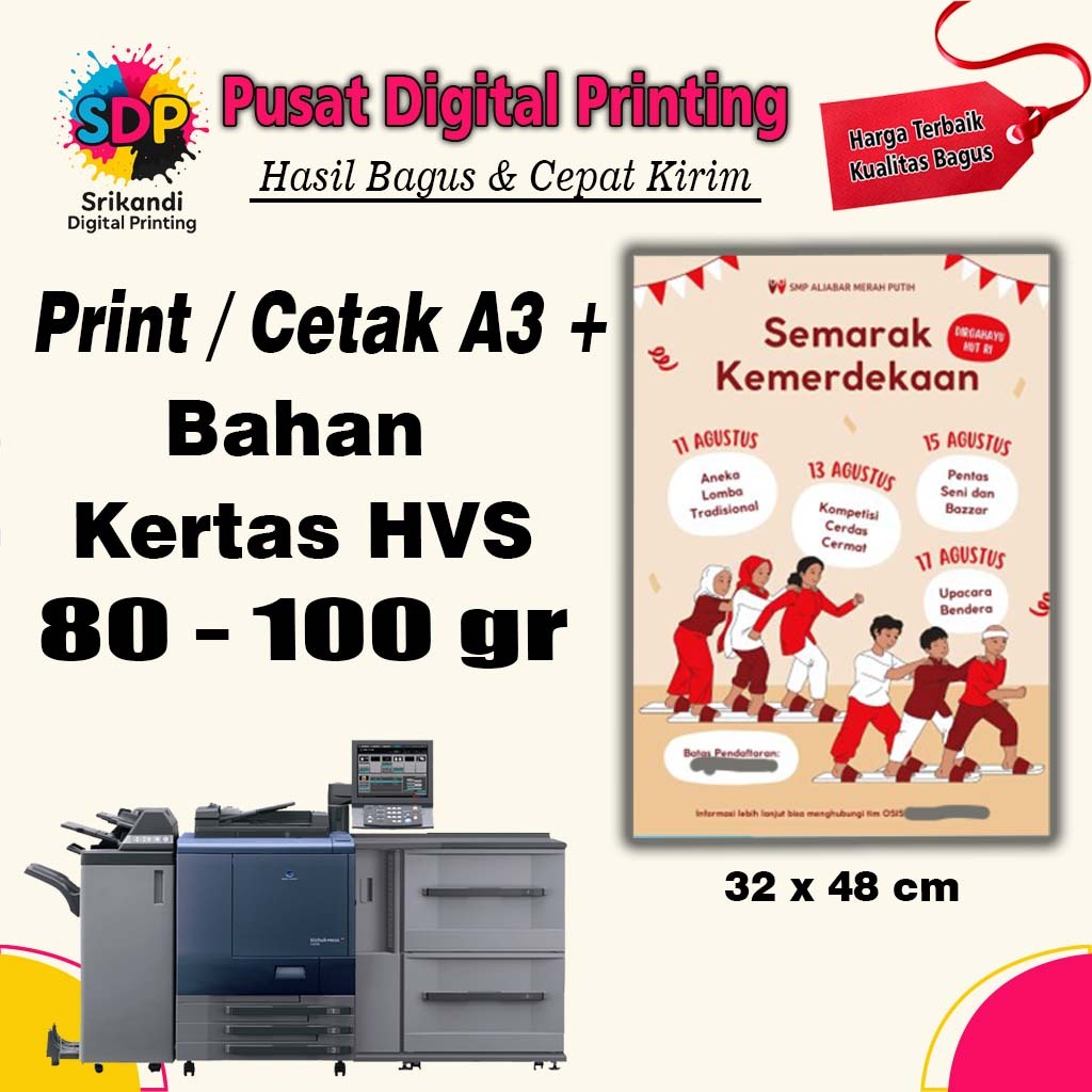 

Cetak Print A3+ HVS 80 gr 100 gsm Murah | 1 Sisi / 2 Sisi