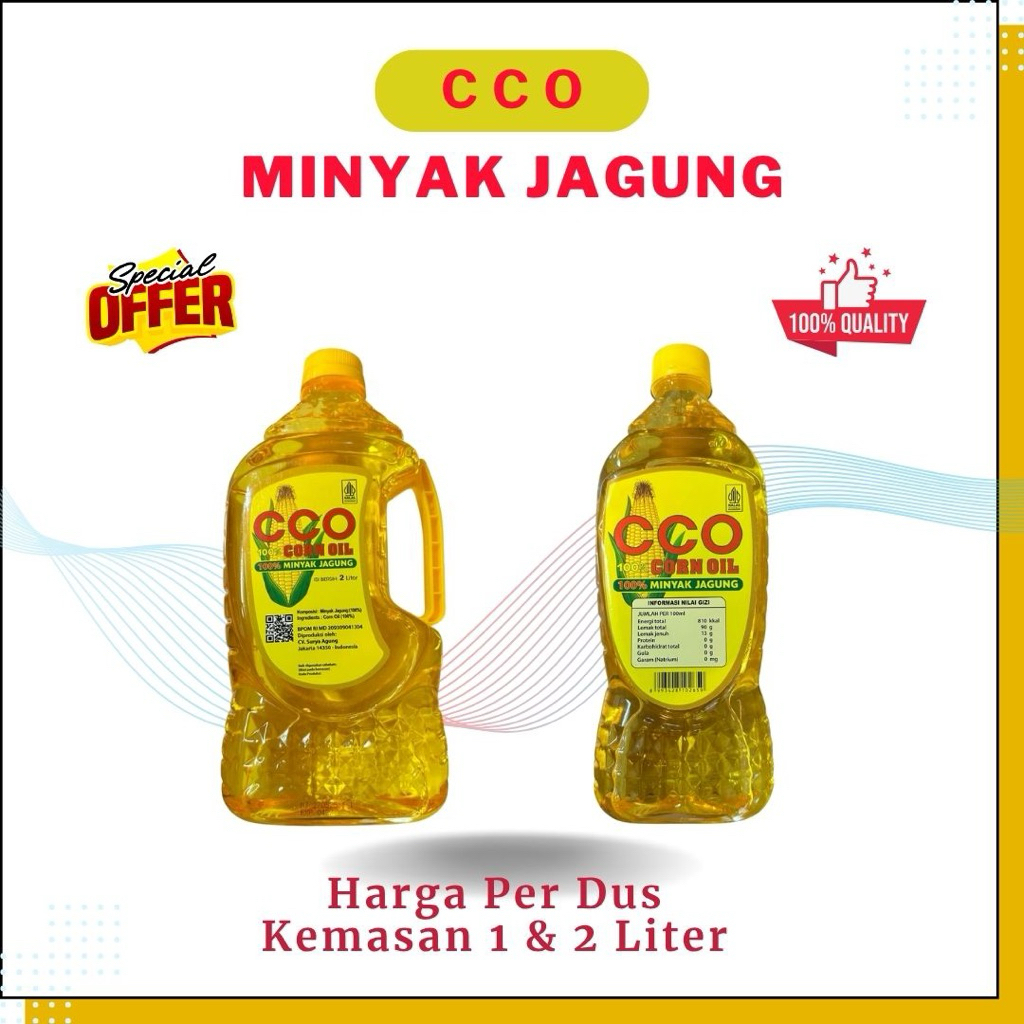 

Minyak Jagung CCO kemasan Botol 12 x 1 liter & 6 x 2 liter/ DUS