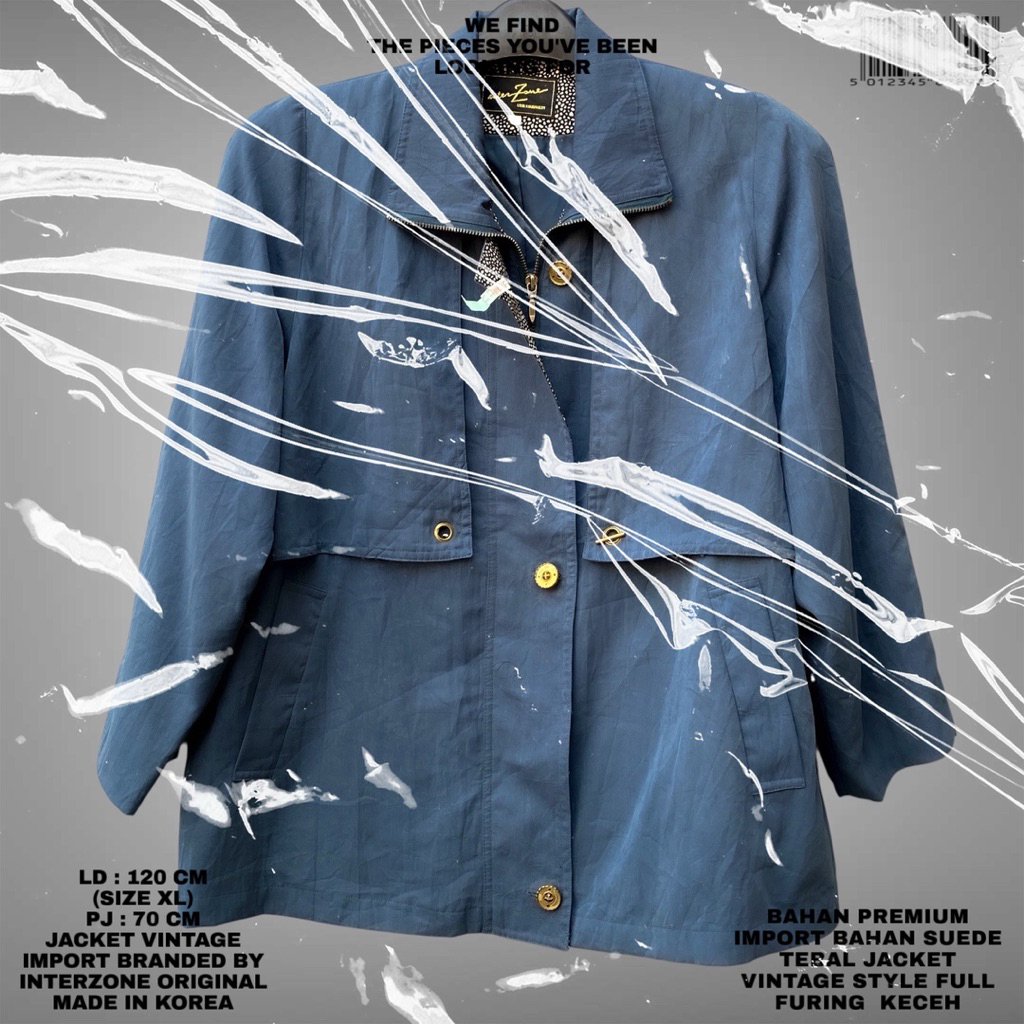 INTERZONE ORIGINAL/JACKET VINTAGE PREMIUM IMPORT/KOREAN JACKET/JACKET SUEDE PREMIUM/BLUE JACKET VINT