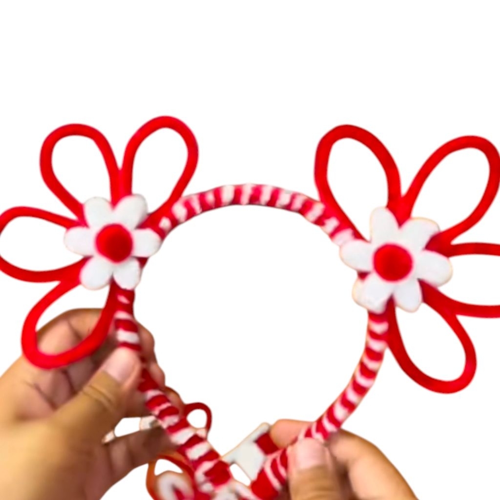 Bando bunga merah putih/bando anak lucu merah putih/aksesoris merah putih