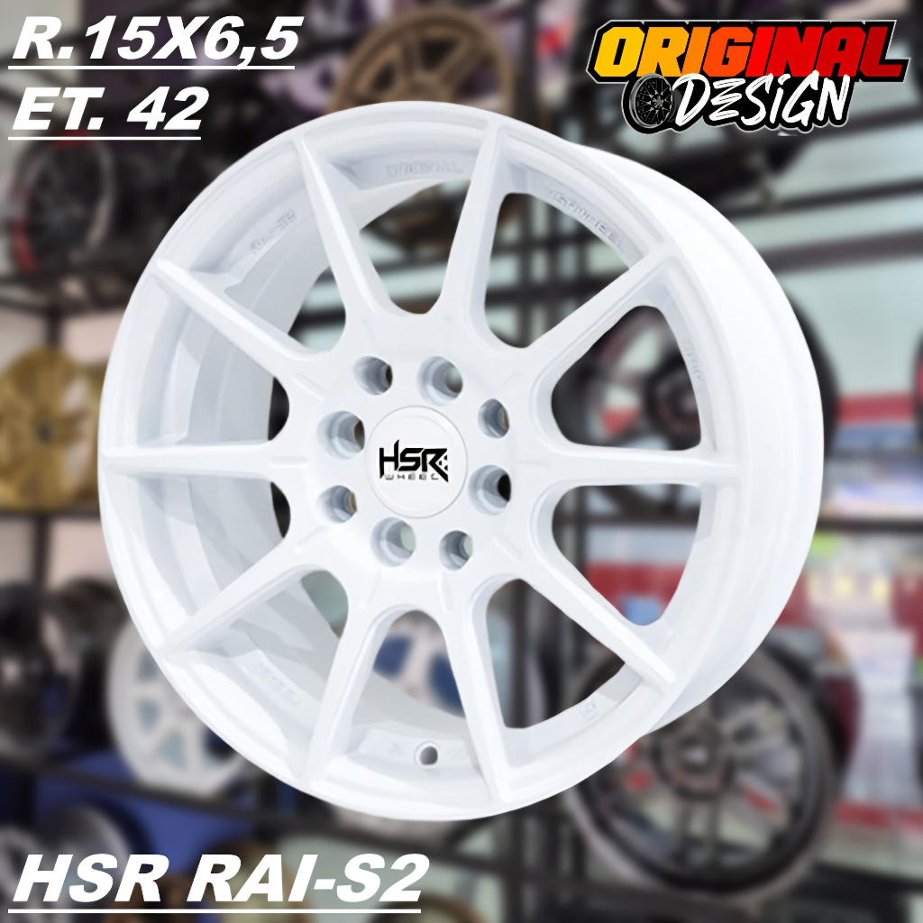 Pelek Mobil BRIO Ring 15 Model Jari Jari Warna Putih HSR RAI S2 R15