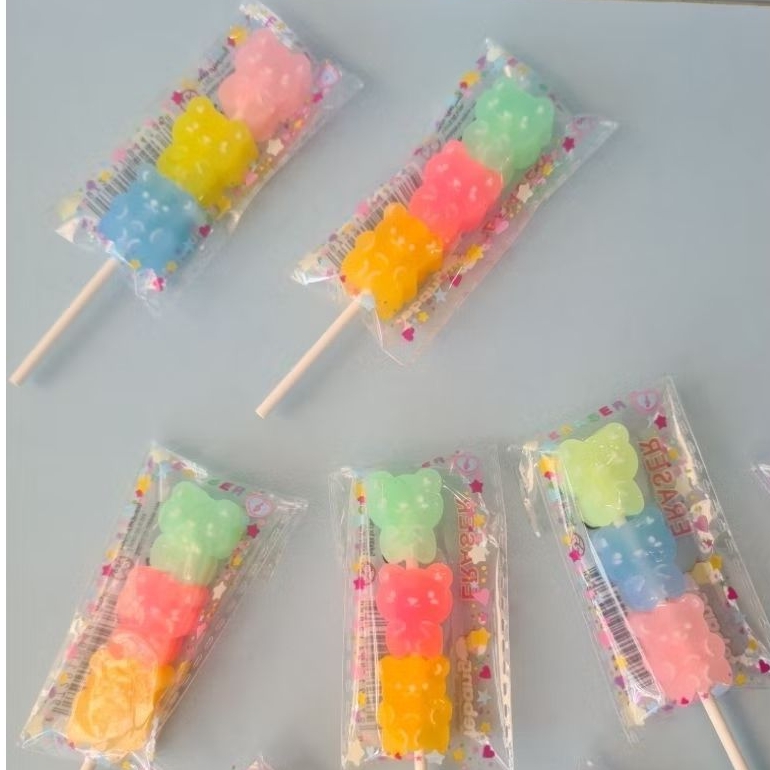

Penghapus Bentuk Permen Lolipop Gummy Bear Warna-Warni Lucu