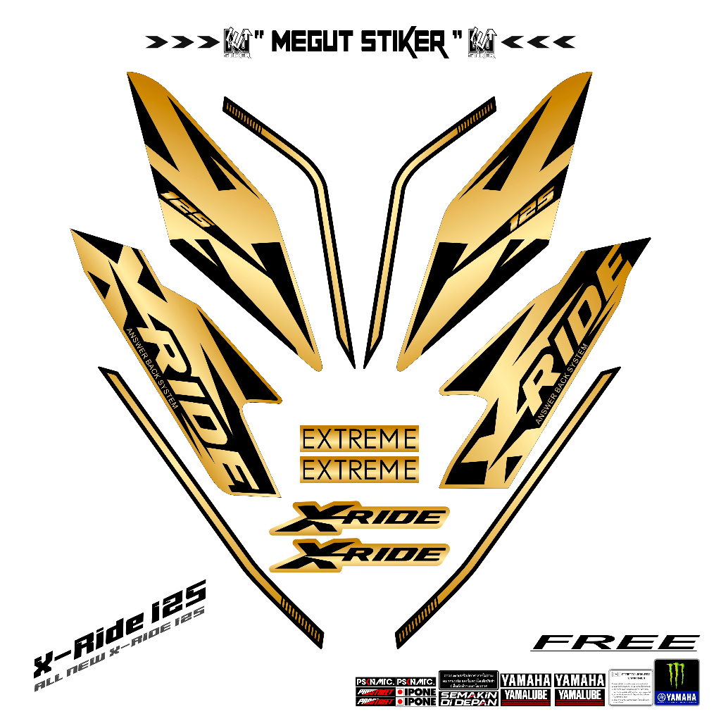 Striping X RIDE New 125 / (1) Stiker Yamaha X-RIDE 125 / Polet Lis Body Motor X Ride New