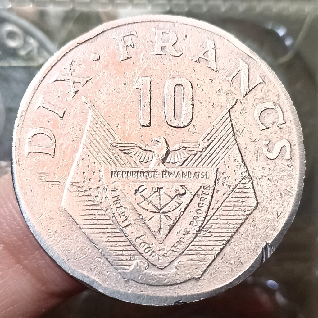 Koin Kuno Rwanda 10 Francs Tahun 1974