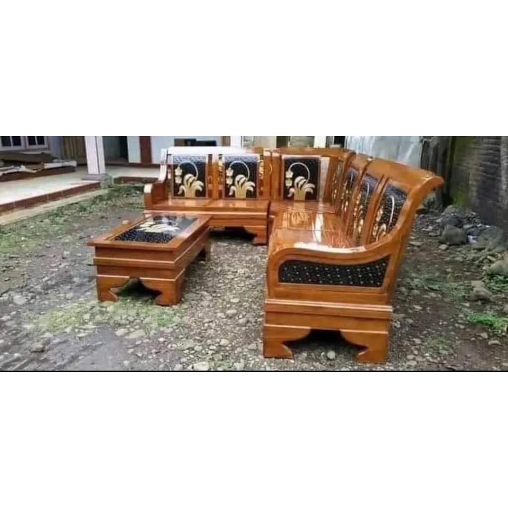 kursi sudut semut Kursi Ruang Tamu Minimalis Kayu Jati Gratis Bantal