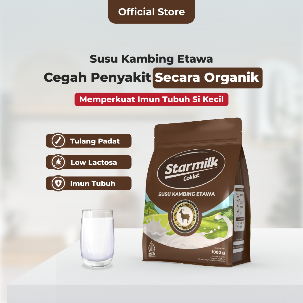 

Susu Kambing Etawa Bubuk 1 Kg Kandungan 80% Rasa Cokelat Bebas Sesak Nafas dan Sendi Kuat Starmilk