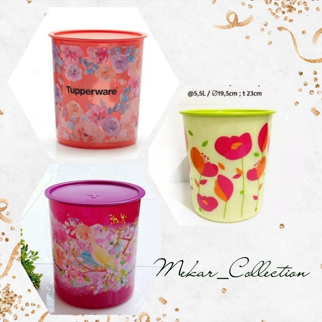 NEW Flower Canister Tupperware/ Magnolia Canister 5,5L/ Toples kerupuk 5L Tupperware