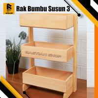Rak Bumbu Dapur Susun Rak Bawang Rak Dapur serbaguna Rak Kayu Minimalis Aestetik Jati Merah pp kuat