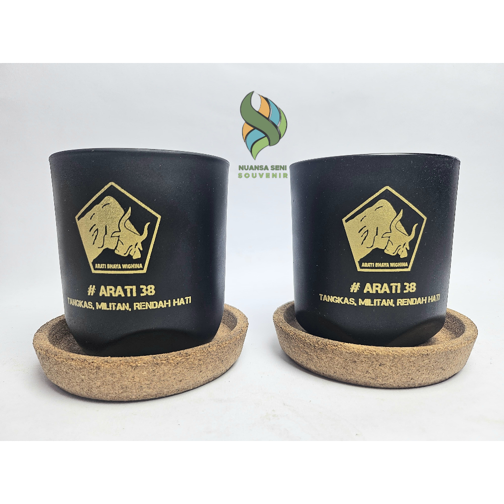 Souvenir Gelas Kopi Kaca PSP Doff Hitam Cangkir Minum Teh Tumbler Mug Estetik Custom Sablon