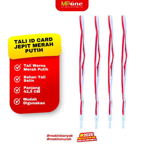 

(1 PCS) Tali Id Card Jepit Merah Putih / Lanyard Tali Klip Gantungan Name Tag Edisi Merah Putih Kemerderkaan (Minimal Order 5 Pcs)