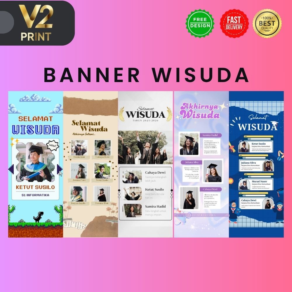 CETAK BANNER SPANDUK WISUDA GRADUATION ULANG TAHUN SEREMONI ULANG TAHUN ANNIVERSARY UCAPAN SPESIAL M